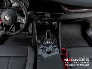 Alfa Romeo Giulia Floor Mat Set - All Weather Rubber Front/ Rear 4 Piece Set - Deluxe - RWD Model